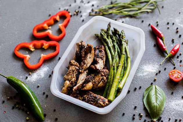 Grilled Marinated Chicken Thigh with Asparagus
