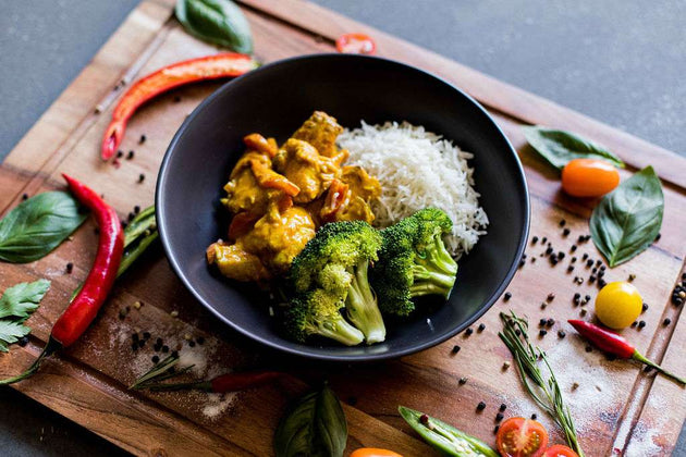 Butter Chicken with Rice and Veggies
