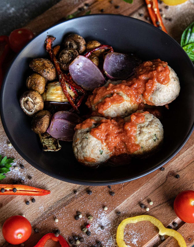 Spicy Pork Meatballs with Mixed Veg